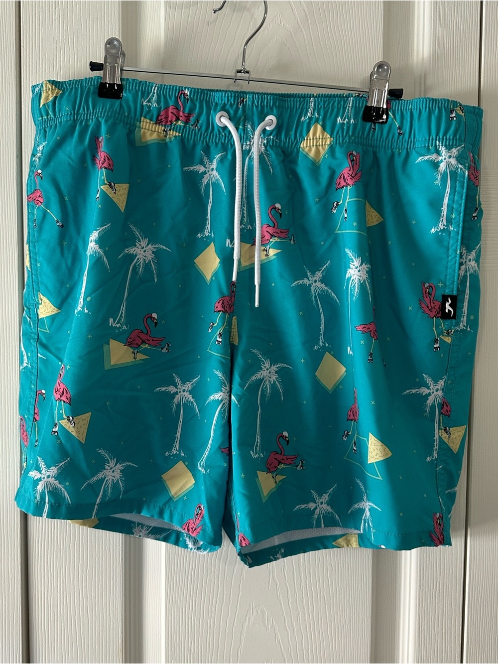 Hollister Teal Swim Shorts with Pink Flamingo Print